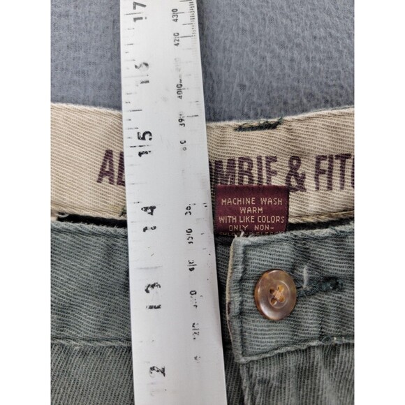 Abercrombie & Fitch Pants Mens 40x32 Green Weathered Chinos Pleated Twill Olive - Picture 9 of 14